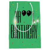 ブラック誕生日バルーンとスパーカー ミディアムペーパーバッグ (正面)