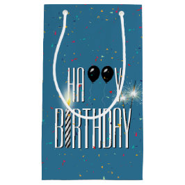 ブラック誕生日バルーンとスパークラー スモールペーパーバッグ