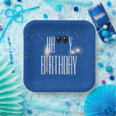 ブラック誕生日バルーンとスパークラー ペーパープレート (パーティー)