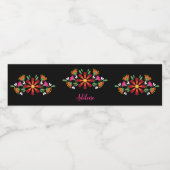 ブラック誕生日フラワーフィエスタメキシコ刺繍 ペットボトルラベル (シングルラベル)