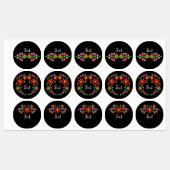 ブラック誕生日フラワーフィエスタメキシコ刺繍 ラベル (シート)