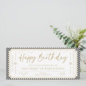 ブラック誕生日ベビーシッター商品券カード 招待状 (スタンド正面)