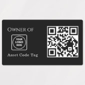 ブラック資産QR | カスタム資産管理ビジネス ラベル (デザイン2)