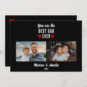 ブラック赤いハートハッピーファーザーの日2枚 シーズンカード (正面/裏面)