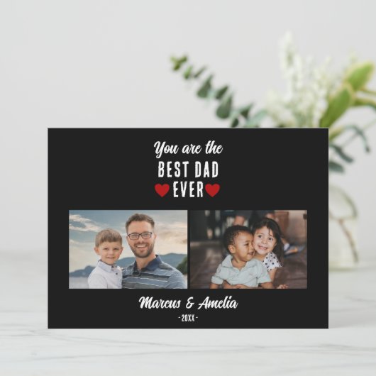 ブラック赤いハートハッピーファーザーの日2枚 シーズンカード (スタンド正面)