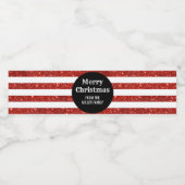 ブラック赤ストライプカスタムメリークリスマス ペットボトルラベル (シングルラベル)
