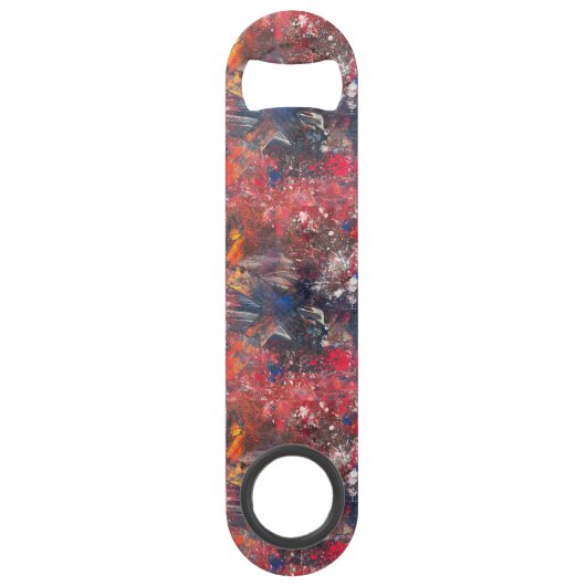 ブラック赤白青ステンレス鋼ボトルオープナー スピード栓抜き (正面)