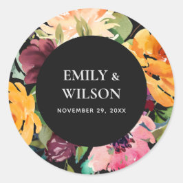 ブラック赤面イエローオレンジフローラバンチ結婚ーズ ラウンドシール