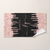 ブラック赤面バラ金ゴールドグリッタードリップ2モノグラム ハンドタオル (ハンドタオル)