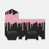 ブラック赤面ピンクスパークルグリッタードリップス誕生日 フェイバーボックス (折り畳みなし)