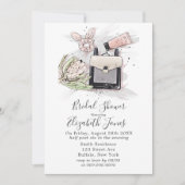 ブラック赤面ピンクフランスのファッションブライダルシャワー 招待状 (正面)