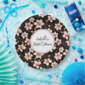 ブラック赤面ピンクローズ金ゴールドフローラブライダルシャワー ペーパープレート (パーティー)