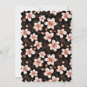 ブラック赤面ピンクローズ金ゴールドフローラ誕生日 招待状 (裏面)
