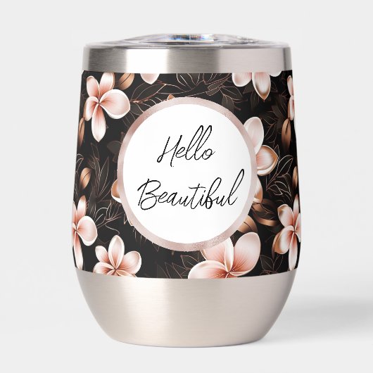 ブラック赤面ピンクローズ金ゴールドフローラ (正面)