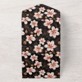 ブラック赤面ピンクローズ金ゴールドフローラ オールインワン招待状 (外側)