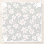 ブラック赤面ピンクローズ金ゴールドフローラ ガラスコースター (裏面)