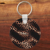 ブラック赤面ピンクローズ金ゴールドフローラ キーホルダー (裏面)