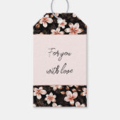 ブラック赤面ピンクローズ金ゴールドフローラ ギフトタグ (正面)