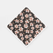 ブラック赤面ピンクローズ金ゴールドフローラ スタンダードランチョンナプキン (角)