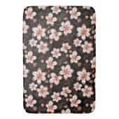 ブラック赤面ピンクローズ金ゴールドフローラ バスマット (正面縦)