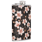 ブラック赤面ピンクローズ金ゴールドフローラ フラスク (右)