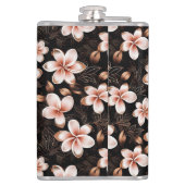 ブラック赤面ピンクローズ金ゴールドフローラ フラスク (裏面)
