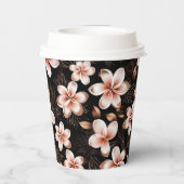 ブラック赤面ピンクローズ金ゴールドフローラ 紙コップ (裏面)