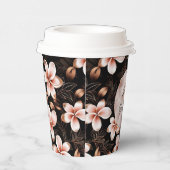 ブラック赤面ピンクローズ金ゴールドフローラ 紙コップ (右)