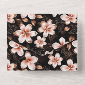 ブラック赤面ピンクローズ金ゴールド結婚フローラ オールインワン招待状 (裏面)