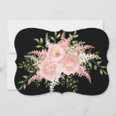 ブラック赤面ピンク花模様は私の花嫁になる 招待状 (裏面)