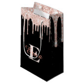 ブラック赤面ピンク金ゴールドグリッター- モノグラムの スモールペーパーバッグ (正面アングル)