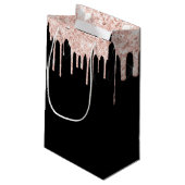 ブラック赤面ピンク金ゴールドグリッター- モノグラムの スモールペーパーバッグ (裏面アングル)