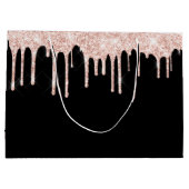 ブラック赤面ピンク金ゴールドグリッター- モノグラムの ラージペーパーバッグ (裏面)