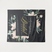 ブラック赤面フローラウォーターカラーブライダルシャワーへようこそ タペストリー (正面(横))