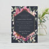 ブラック赤面ブルゴーニュバラフローラベビーシャワー招待状 サンキューカード (スタンド正面)