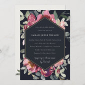 ブラック赤面ブルゴーニュバラフローラベビーシャワー招待状 サンキューカード (正面/裏面)