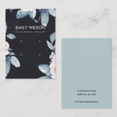 ブラック赤面ブルーフローラ2イヤリングディスプレイロゴ 名刺 (正面/裏面)