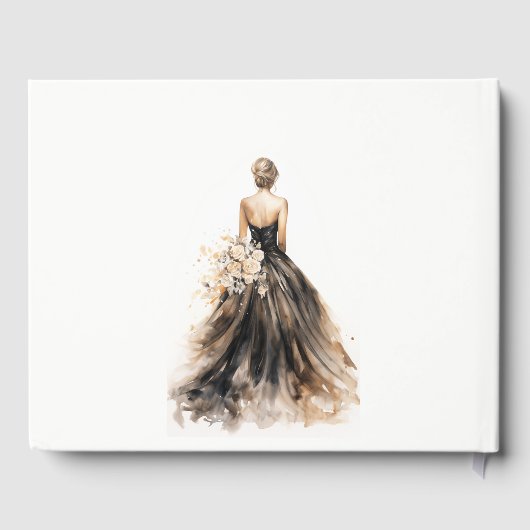 ブラック赤面結婚ウォーターカラーブライダルシャワー ゲストブック (裏面)