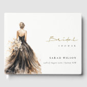 ブラック赤面結婚ウォーターカラーブライダルシャワー ゲストブック (正面)