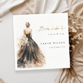 ブラック赤面結婚ウォーターカラーブライダルシャワー スタンダードカクテルナプキン