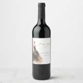 ブラック赤面結婚ウォーターカラーブライダルシャワー ワインラベル (正面)