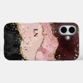 ブラック赤面金ゴールドグリッターアゲートモノグラム Case-Mate iPhoneケース (裏面 (横))