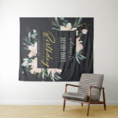 ブラック赤面金ゴールドフローラ任意の年誕生日歓迎 タペストリー (インサイチュ(横))