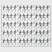 ブラック踊りスカルハロウィーンパターン ラッピングペーパー (フラット)