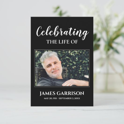 ブラック追悼式祈りの言葉カード付き写真 エンクロージャーカード (スタンド正面)