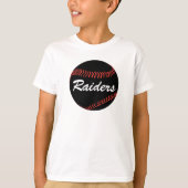 ブラック野球カスタムチームまたは選手名 ボーイズ Tシャツ (正面)
