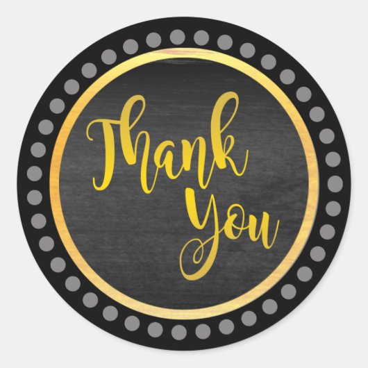 ブラック金ゴールドありがとう ラウンドシール (正面)