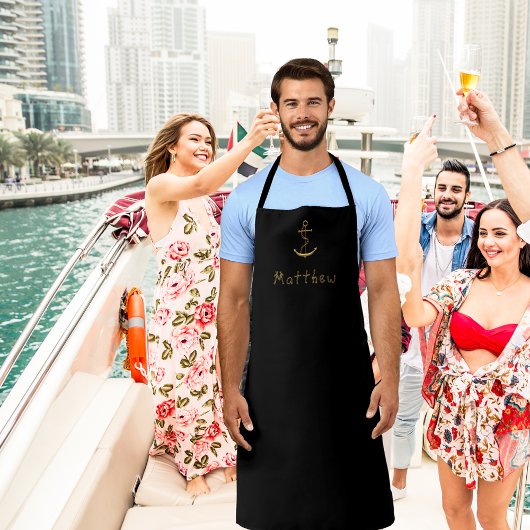 ブラック金ゴールドいかり名前をカスタムする 航海の エプロン