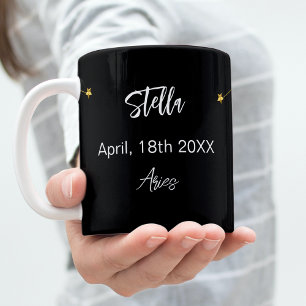 ブラック金ゴールドおひつじ星座誕生日 コーヒーマグカップ