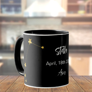 ブラック金ゴールドおひつじ星座誕生日 マグカップ